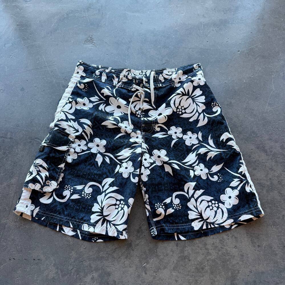 Vintage Y2k Gotcha Surf Tropical Hawaiian Beach Navy Swim Shorts Trunks 36